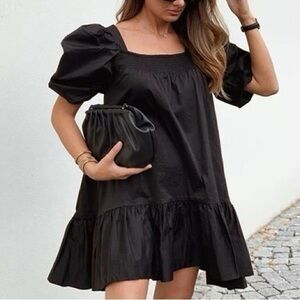 H&M black puff sleeves dress